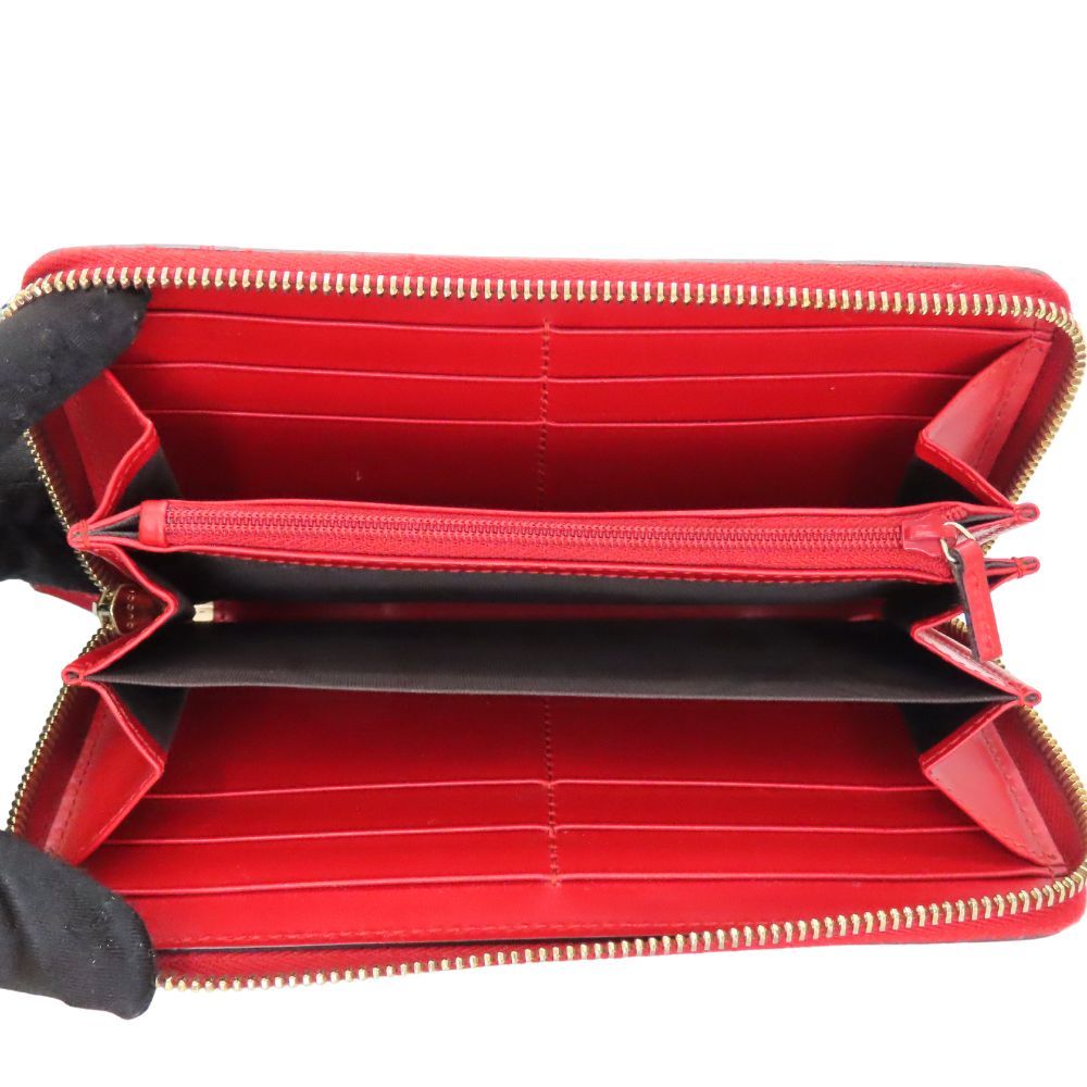 未使用品　箱付き　GUCCI グッチ　長財布　レザー　GG柄　シマ　レッド系 中古】GUCCI グッチ ラウンドファスナー 財布 長財布 388680 リボン