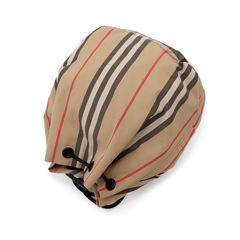 バーバリー フィービー アイコンストライプ ドローコードポーチ バッグ 巾着 ナイロン アーカイブベージュ 8032188