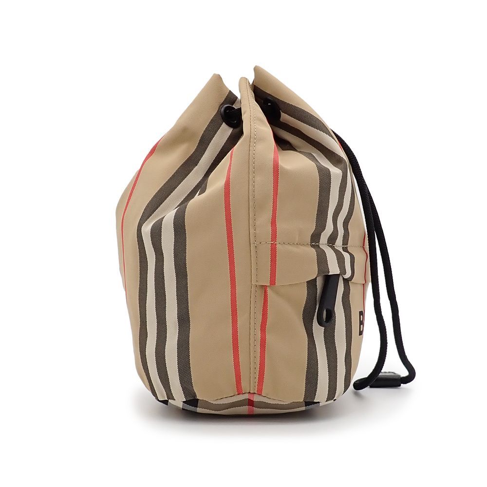 最大級の品揃え！ バーバリー フィービー アイコンストライプ ドローコードポーチ バッグ 巾着 ナイロン アーカイブベージュ 8032188 【通販激安】