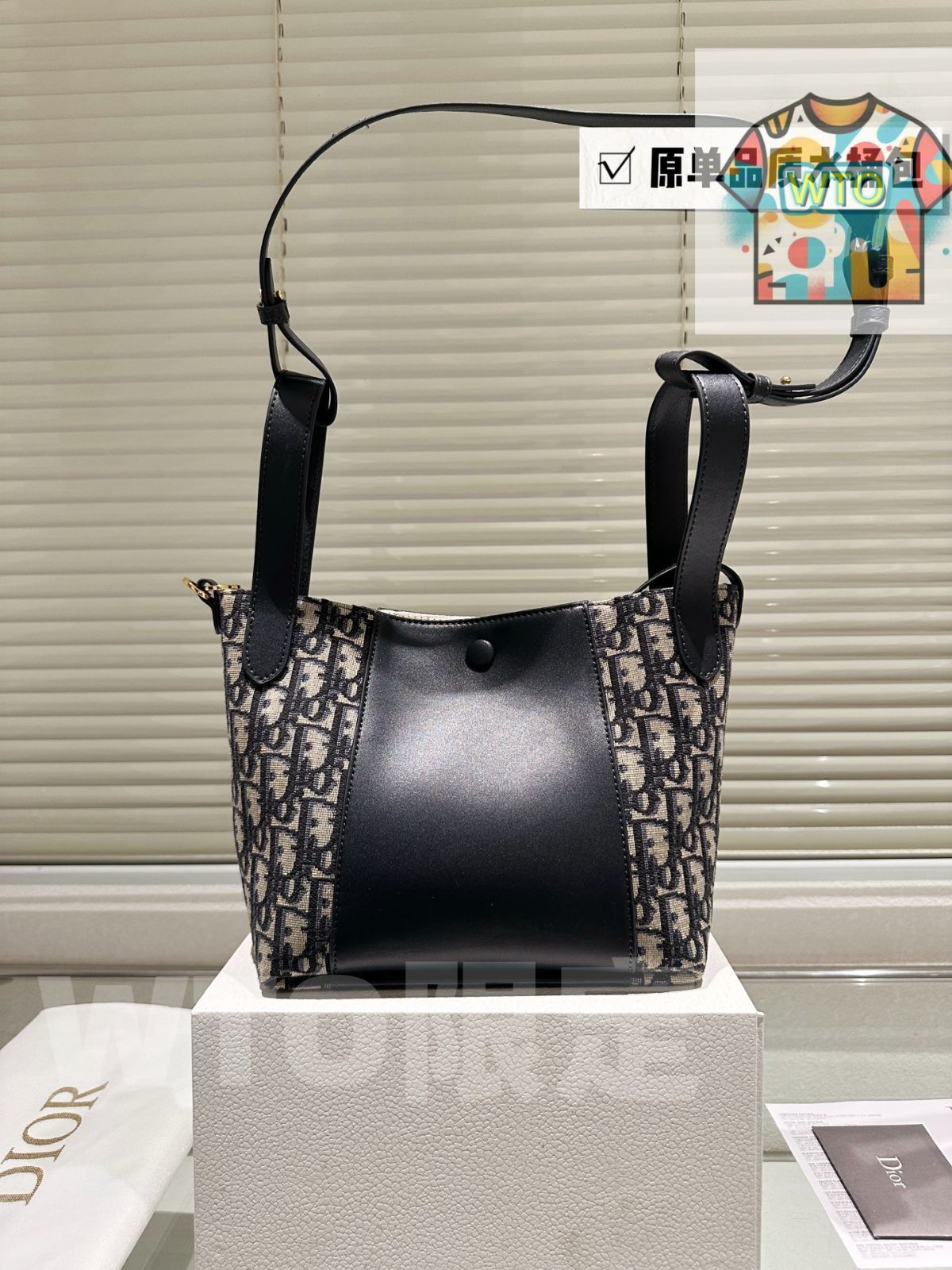 今日 Christian Dior 2025 SS Signaturea Bucket Bag ブルーオブリーク バケットバッグ 21×19×11cm-WTO輸入1