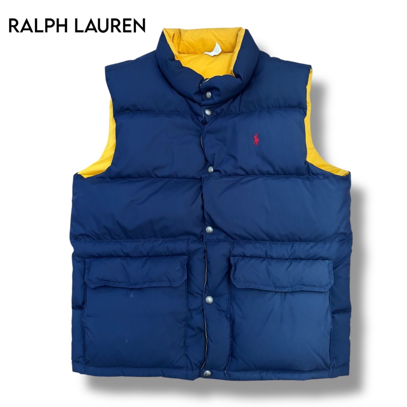 POLO RALPH LAUREN リバーシブル ダウンベスト ネイビー×イエロー XL