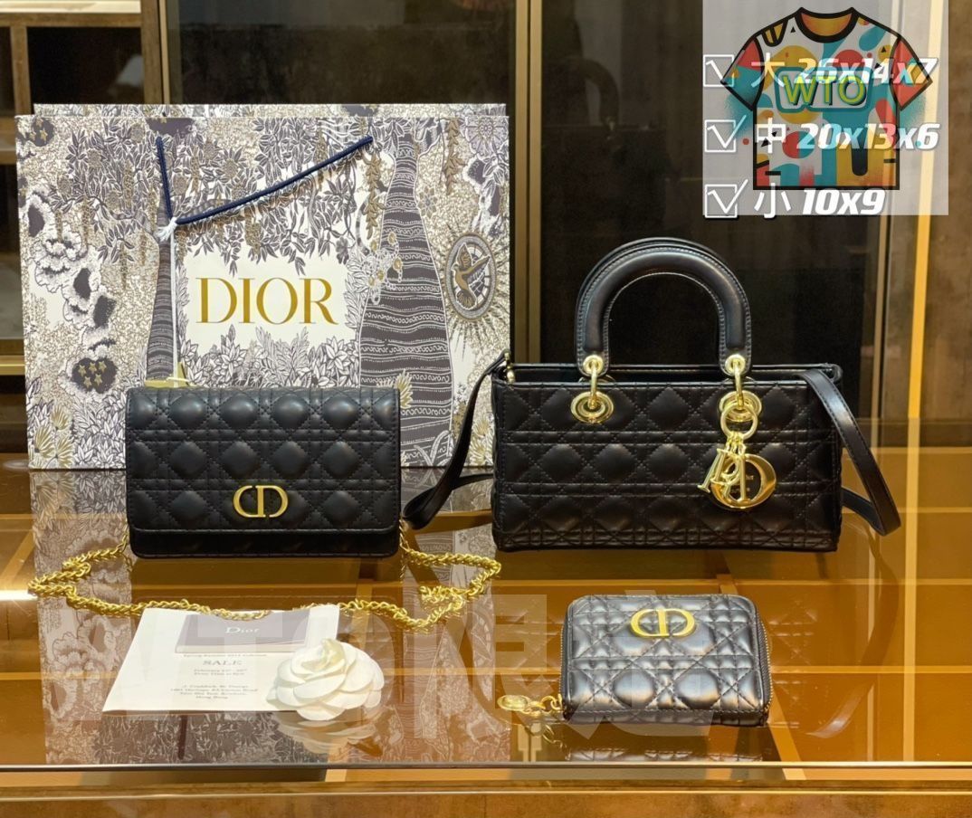 人気沸騰 Christian Dior クリスチャンディオール ショルダーバッグ ハンドバッグ 財布 3点セット| | --WTO輸入3