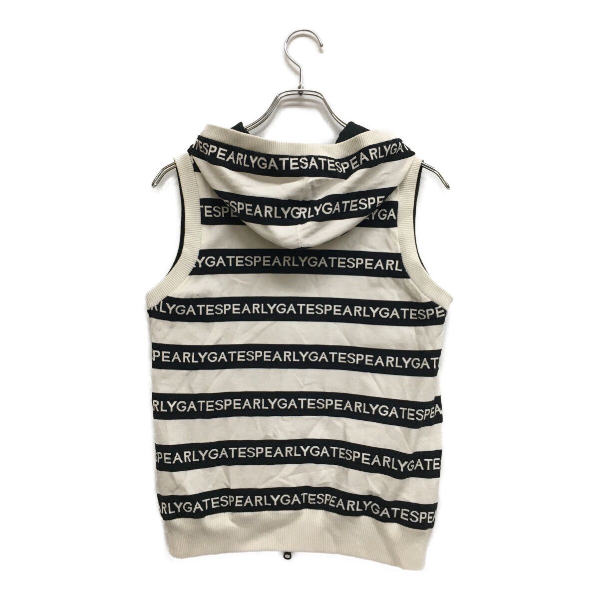 レディース パーリーゲイツ PEARLY GATES ベスト 1 M 白×紺 紺 ボーダー リバーシブル ダブルジップ
