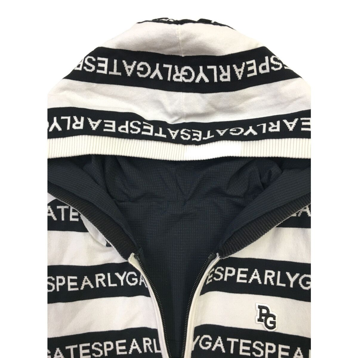  レディース パーリーゲイツ PEARLY GATES ベスト 1 M 白×紺 紺 ボーダー リバーシブル ダブルジップ ベスト レディースウェア