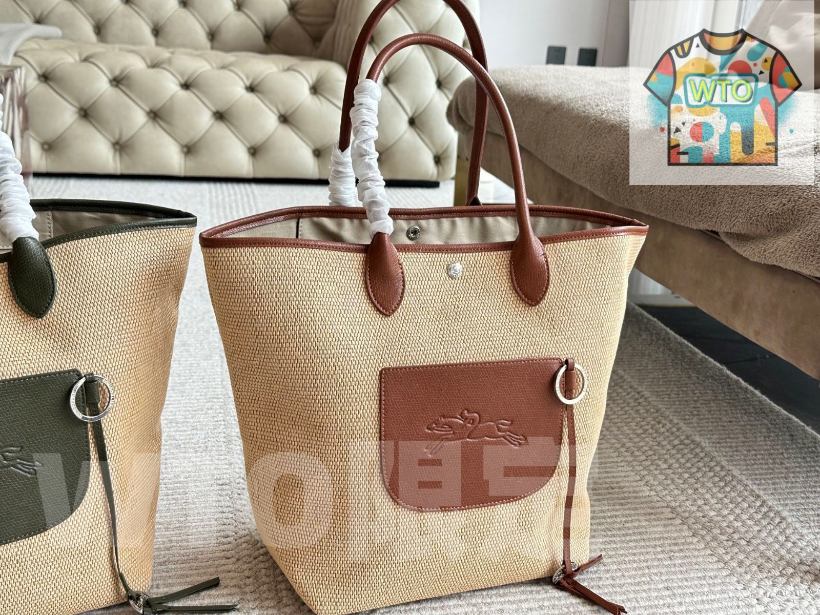 今日 LONGCHAMP サマーミドルトートバッグ 34×28cm-WTO輸入1