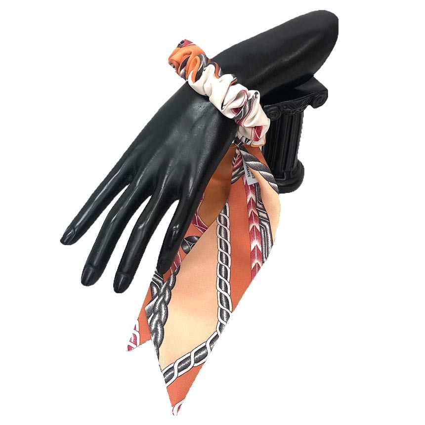 HERMES エルメス シュシュ ベッラ Bella ROBE DU SOIR ローブ デュ ソワール ヘア ツイリー オレンジ aq12238