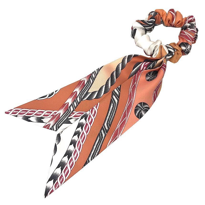 HERMES エルメス シュシュ ベッラ Bella ROBE DU SOIR ローブ デュ ソワール ヘア ツイリー オレンジ aq12238