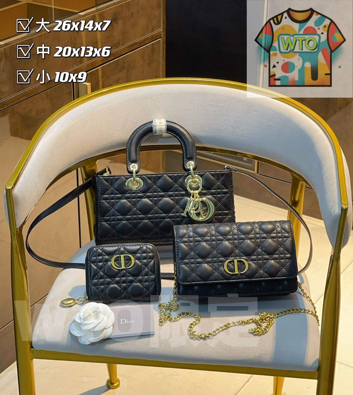 沸騰 Christian Dior クリスチャンディオール ショルダーバッグ ハンドバッグ 財布 3点セット WTO輸入3