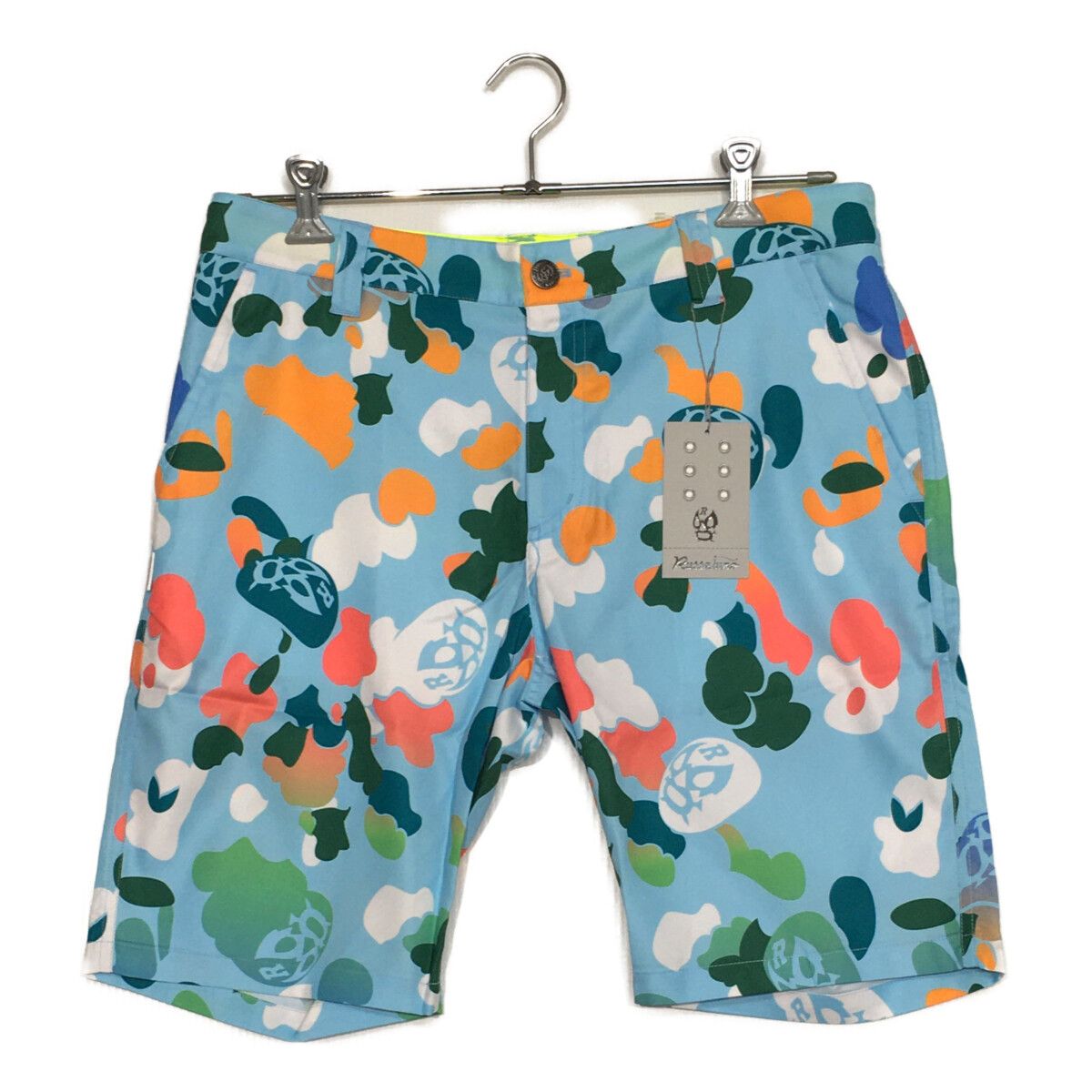 メンズ ラッセルノ RUSSELUNO ハーフパンツ 6 LL 水色 総柄 ルチャ
