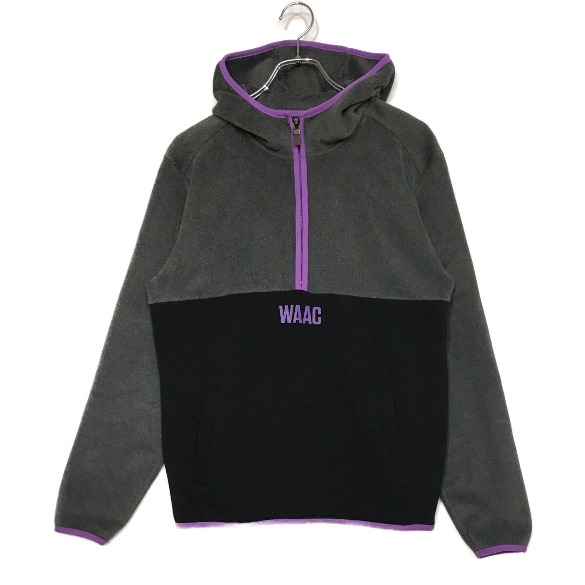 メンズ ワック WAAC ハーフジップアウター 2 M グレー×黒 パーカー 裏起毛 フリース切替