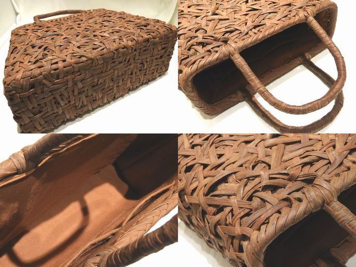 山葡萄 乱れ編 トートバッグ かごバッグ レディース ブラウン 天然木 山ぶどう 編み込み デザイン 籠 カゴ 7K