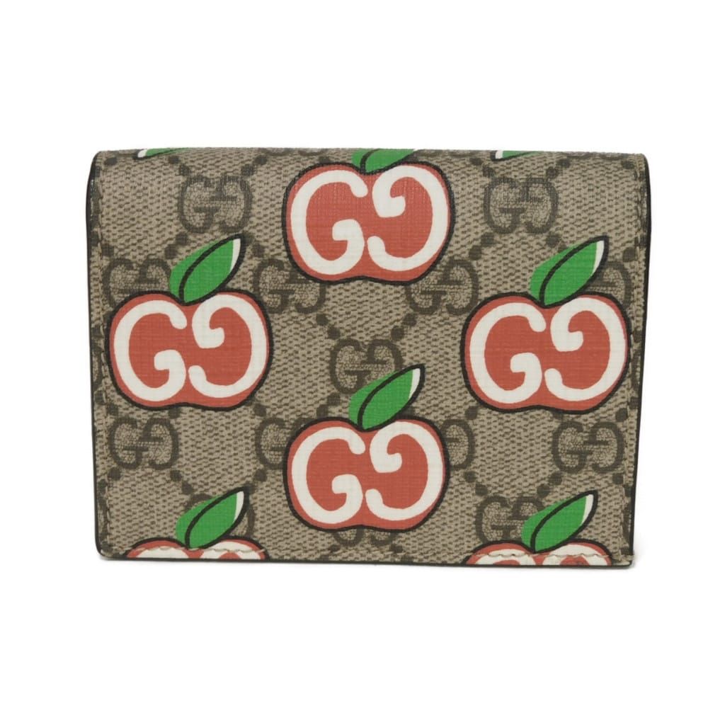 GUCCI グッチ GG アップル コンパクト ウォレット ダブルG リンゴ レッド 札入れ カードケース コインケース GGスプリーム ベージュ 二つ折り財布 624641 2BQAG 8646