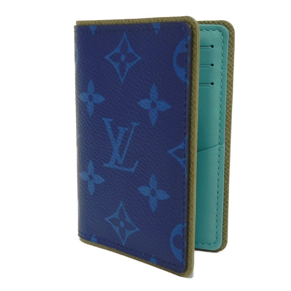LOUIS VUITTON ルイ ヴィトン LVロゴ フラワー ブルー オーガナイザー ドゥ ポッシュ 二つ折り パスケース 名刺入れ キムジョーンズ 18 SS タイガラマ モノグラム パシフィック コバルト カードケース M 62218