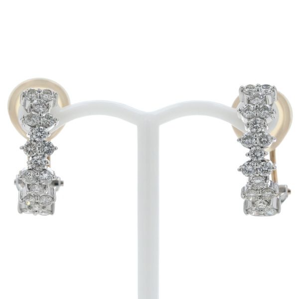 Pt900 K18PG コンビ ピアス イヤリング ダイヤモンド 0.56ct 0.56ct 2WAY ライン ハーフフープ 仕上済 zz