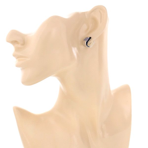  K 18 WG ホワイトゴールド イヤリング ブルーカルセドニー 1.90 ct カボションスクエア ハーフフープ 仕上済 zz イヤリング アクセサリー