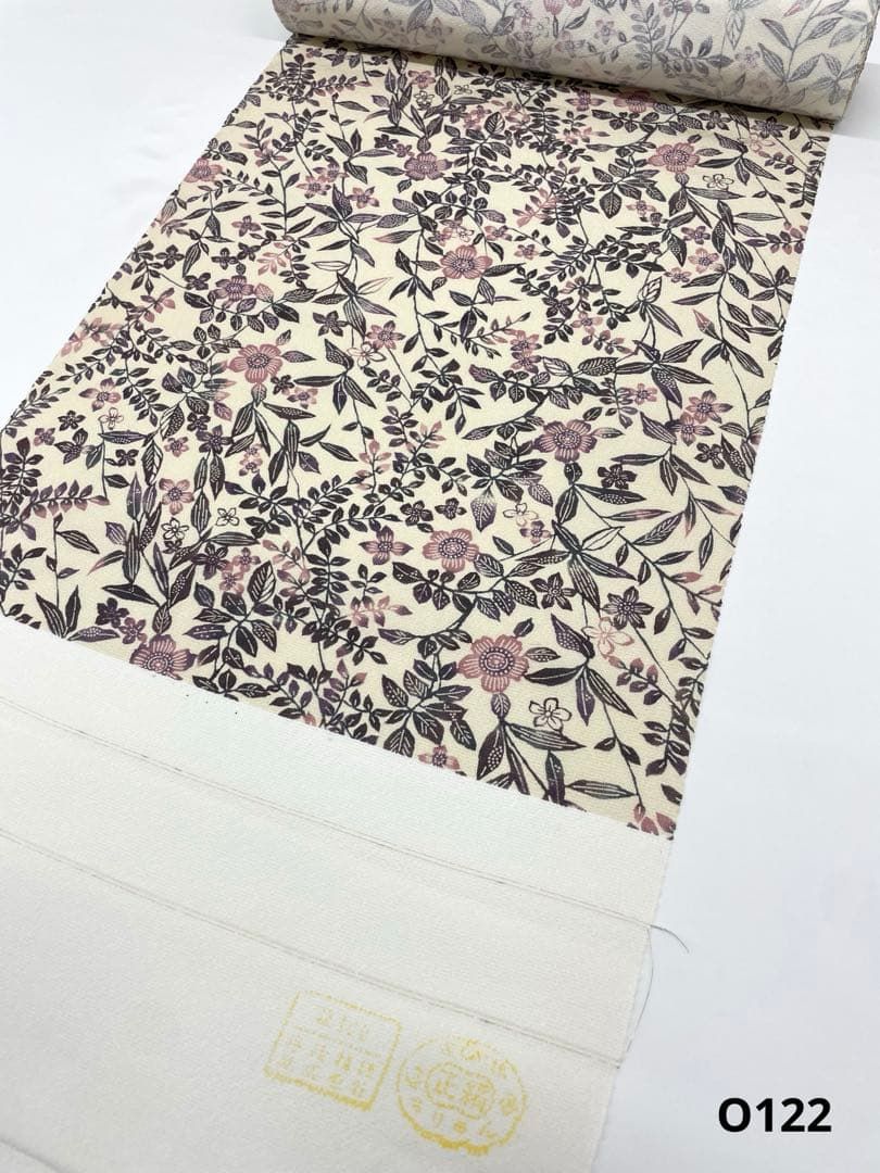 小紋 丹後ちりめん 全体柄 紅型調 反物 正絹 O 122