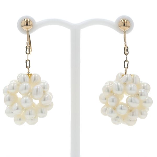 K18YG イエローゴールド イヤリング パール 淡水真珠 ボール 球 デザイン 仕上済 zz