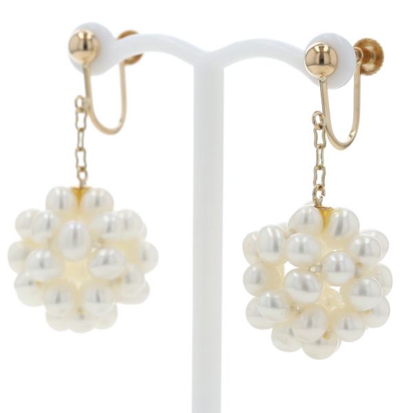 K 18 YG イエローゴールド イヤリング パール 淡水真珠 ボール 球 デザイン 仕上済 zz