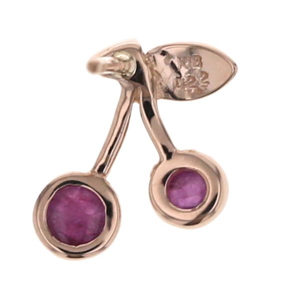 チェリー型Pt. ルビーピアス K18PG ピンクゴールド ピアス ルビー さくらんぼ チェリー モチーフ