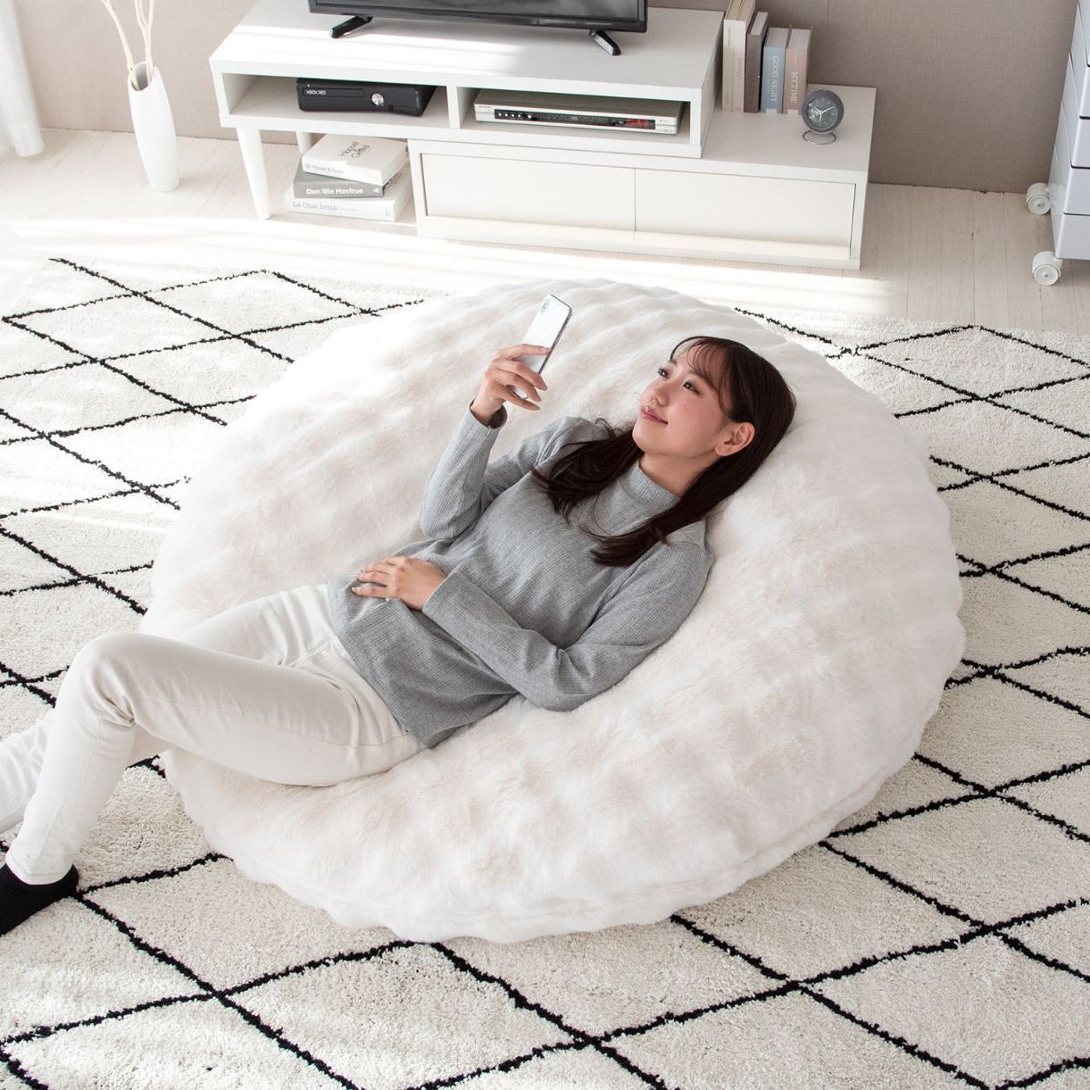 大判 ビーズクッション ソファ 幅130 cm ビーズ クッション ふわふわ 大きい クッションソファ 1人暮らし ワンルーム 姫系