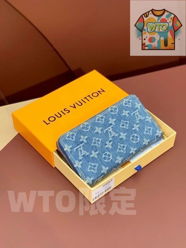 ルイ ヴィトン ジッピー ラウンドファスナーウォレット モノグラムデニム 19.5×10.5×2.5cm ボックス付き -WT0輸入
