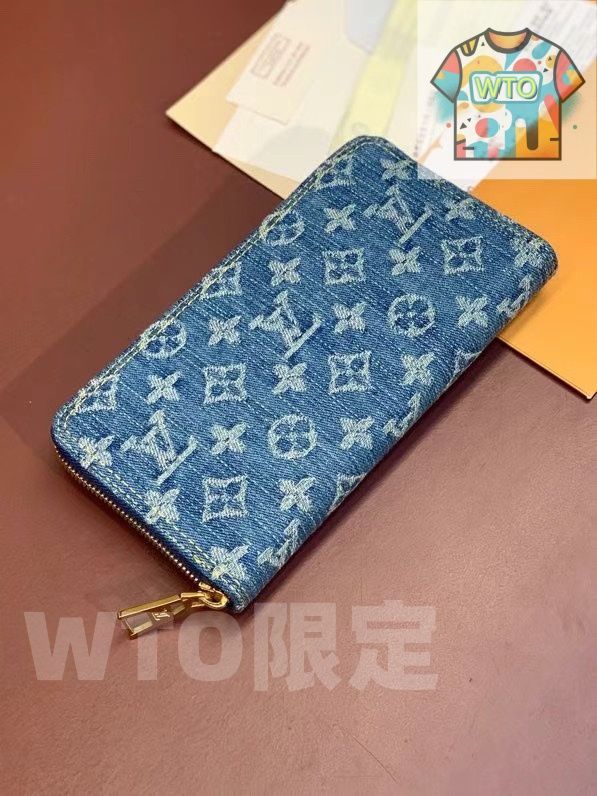 ルイ ヴィトン ジッピー ラウンドファスナーウォレット モノグラムデニム 19.5×10.5×2.5cm ボックス付き -WT0輸入