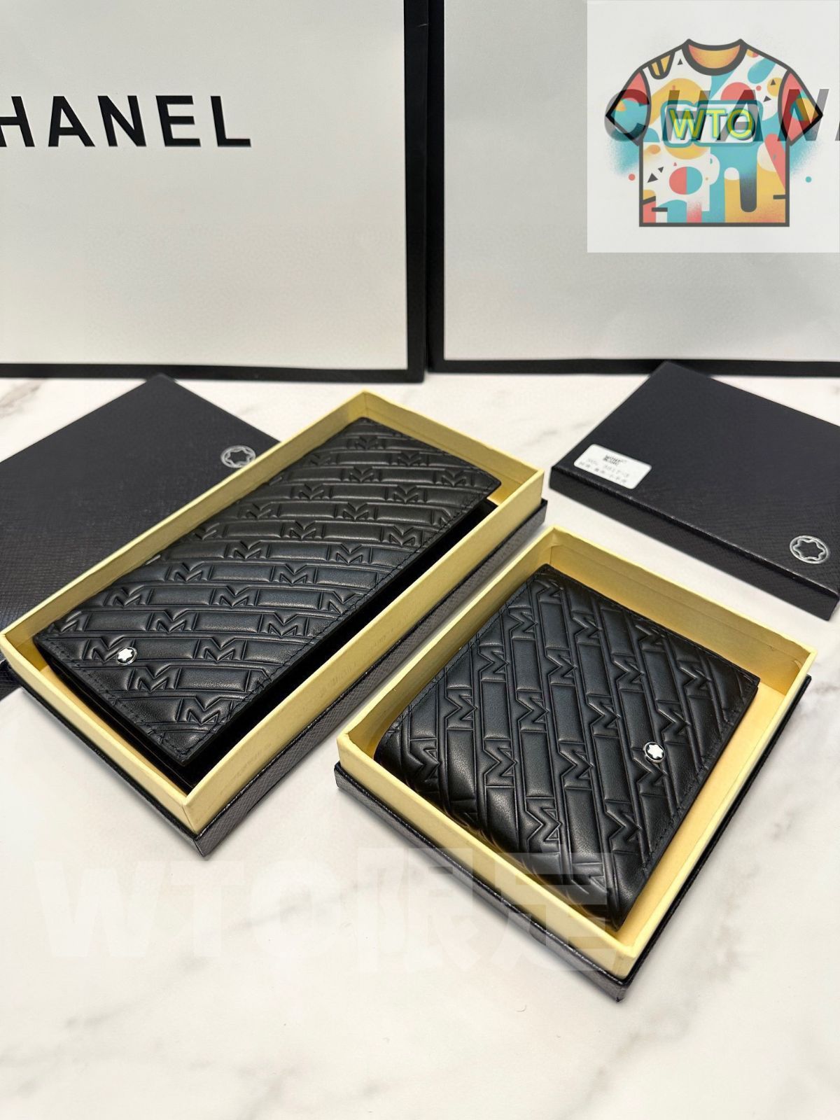 モンブラン メンズ レザー バイフォールドウォレット ロング&ショート 19×10cm 12×10cm 高品質レザー ボックス付き -WT0輸入