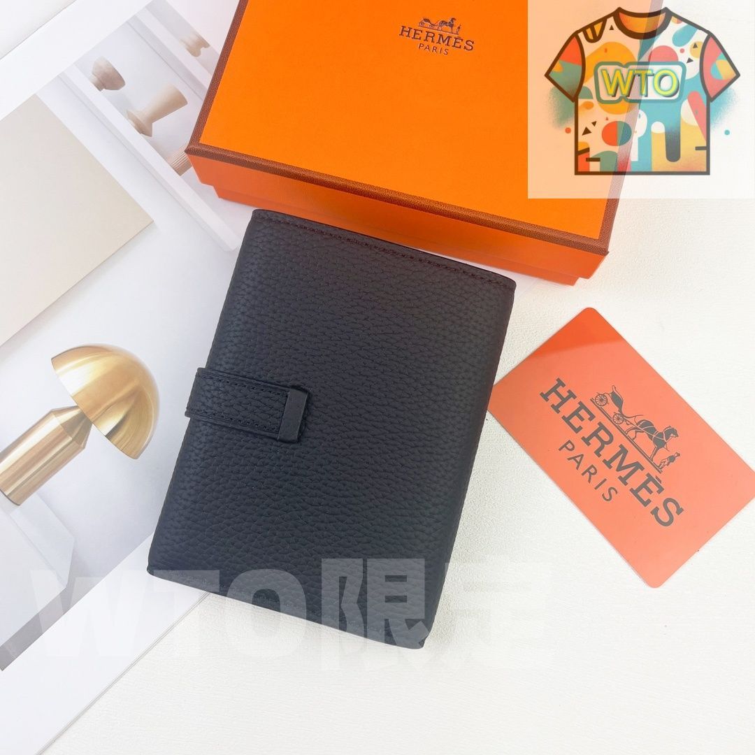 エプソムレザー ミニ財布 Hロック付き ゴールド コンパクトデザイン -WT0輸入