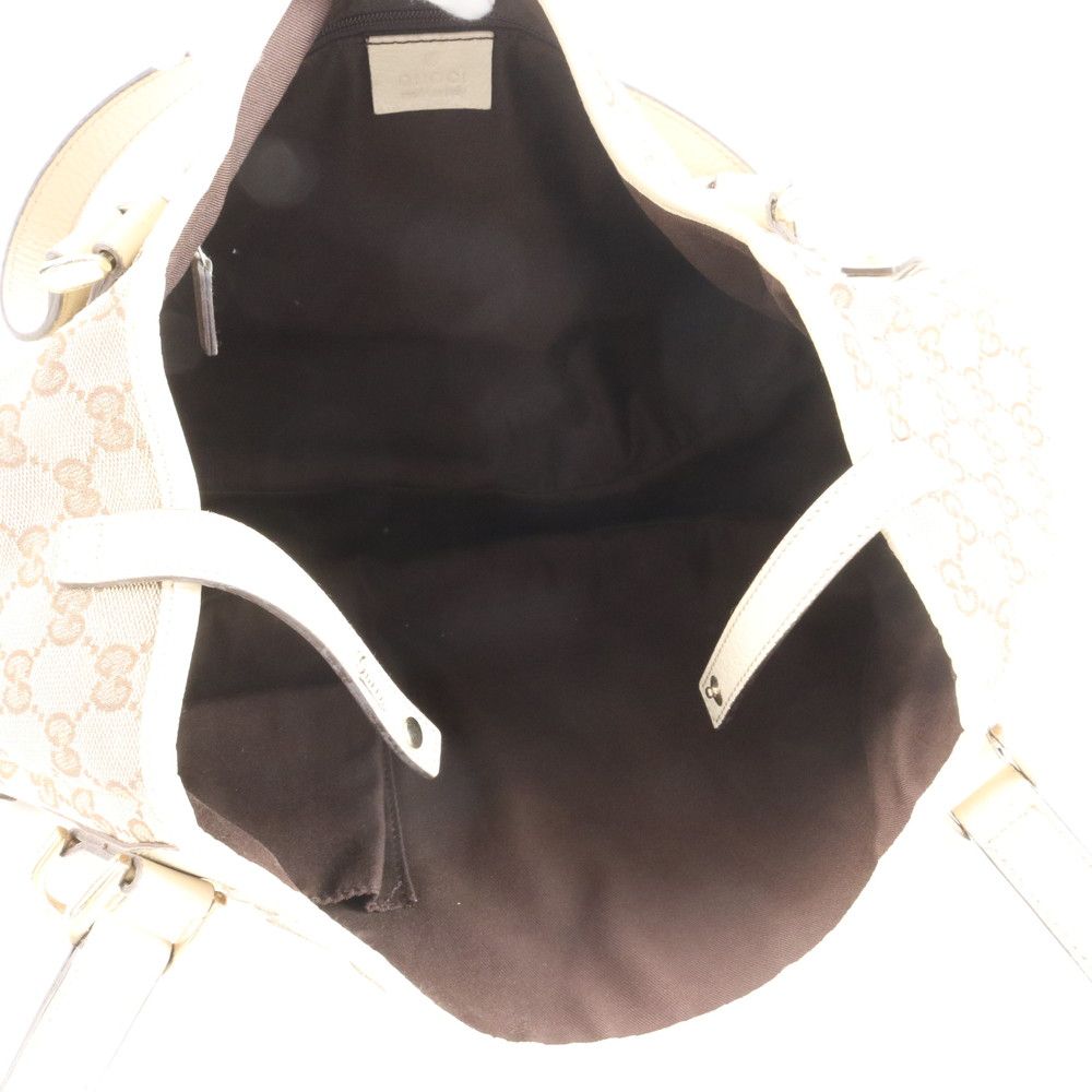  グッチ GG キャンバス アビー レザー トート バッグ 肩掛け ショルダー 130736 ブラウン 茶色 本革 レディース RRE CZ 15-5 トートバッグ バッグ