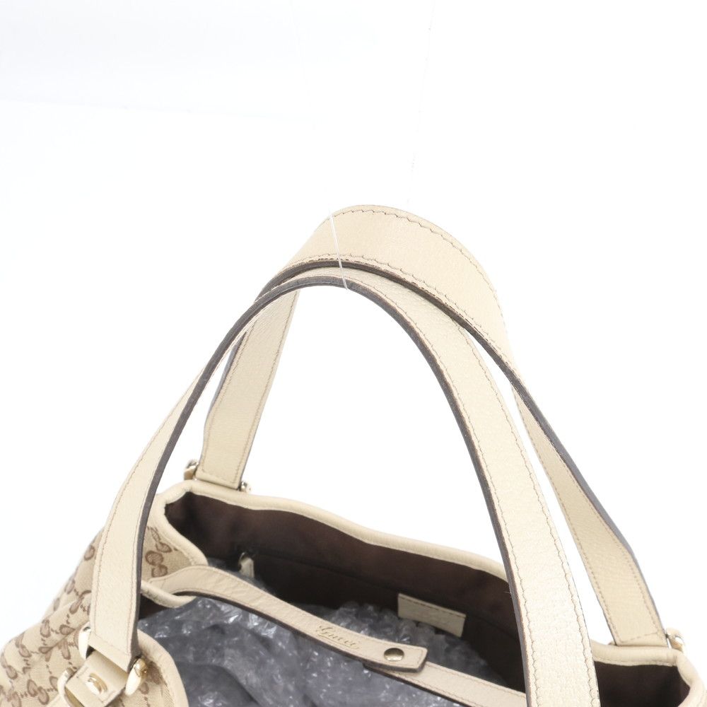 グッチ GG キャンバス アビー レザー トート バッグ 肩掛け ショルダー 130736 ブラウン 茶色 本革 レディース RRE CZ15-5