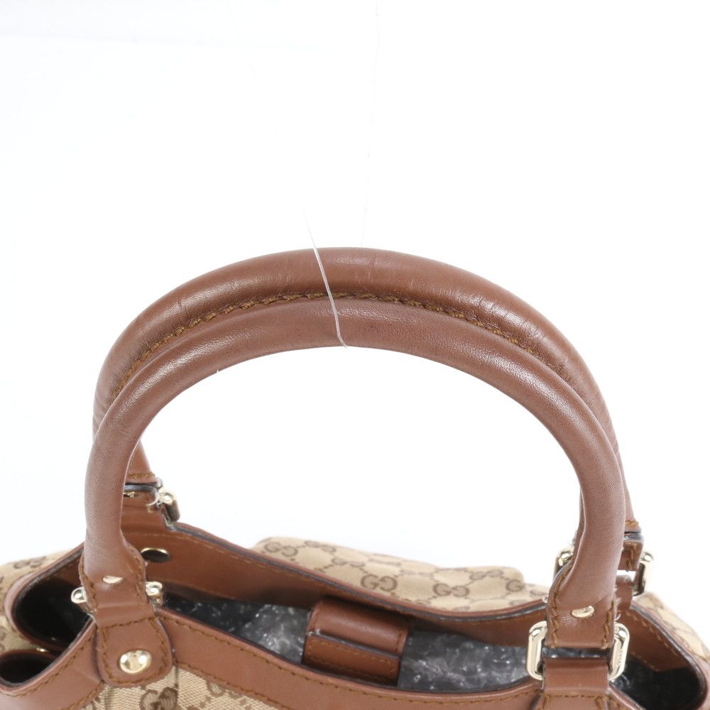 グッチ GG キャンバス スーキー レザー トート バッグ 肩掛け ショルダー 011944 ブラウン 茶色 本革 レディース RRE CZ15-4