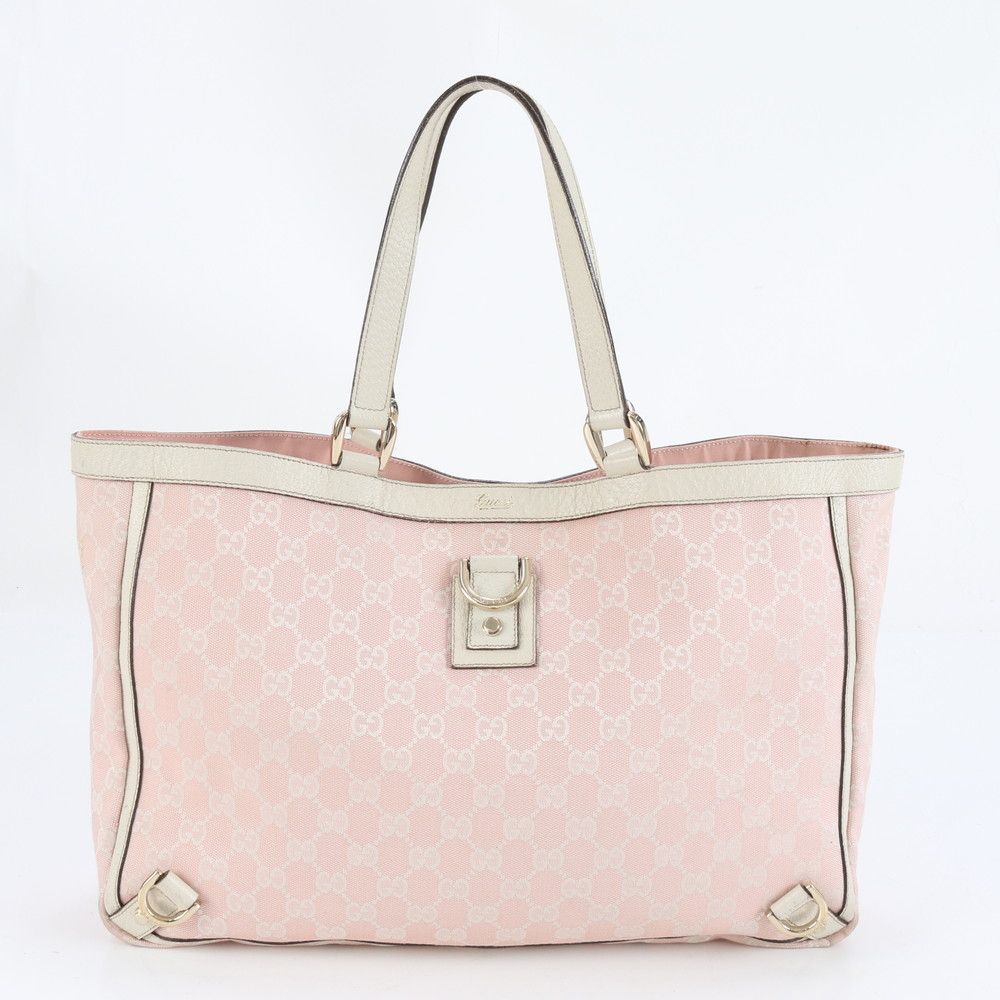 グッチ GG キャンバス アビー レザー トート バッグ 肩掛け ショルダー 141472 ゴールド 金具 A4 レディース RRE CZ14-6