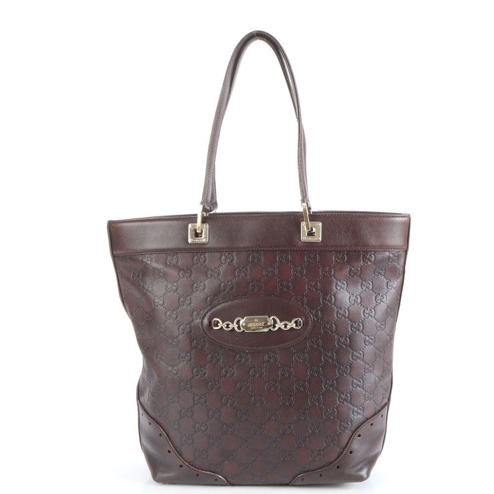 グッチ グッチシマ ホースビット レザー トート バッグ 肩掛け ショルダー 145984 ブラウン 本革 レディース RRE CZ31-4