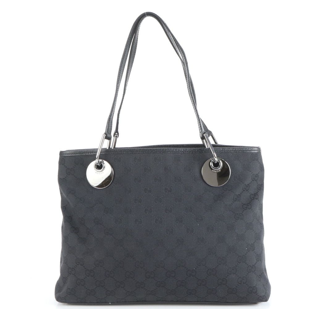 グッチ GG キャンバス エクリプス レザー トート バッグ 肩掛け ショルダー 120837 ブラック 黒 レディース RRE CZ29-10