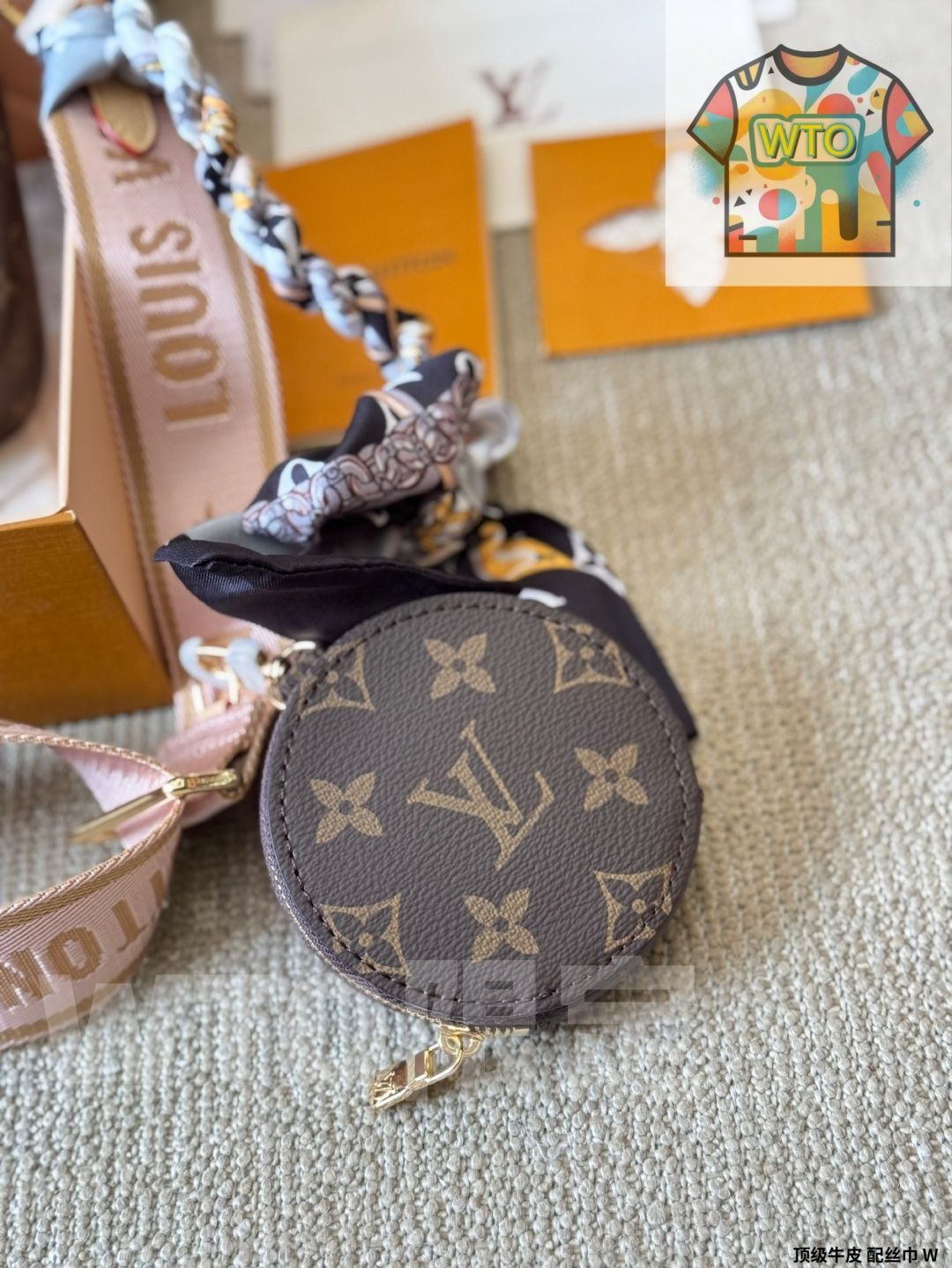 LV マルチポシェット 5in1 麻雀バッグ レザーバージョン シルクスカーフ付き 高品質 -WT0輸入