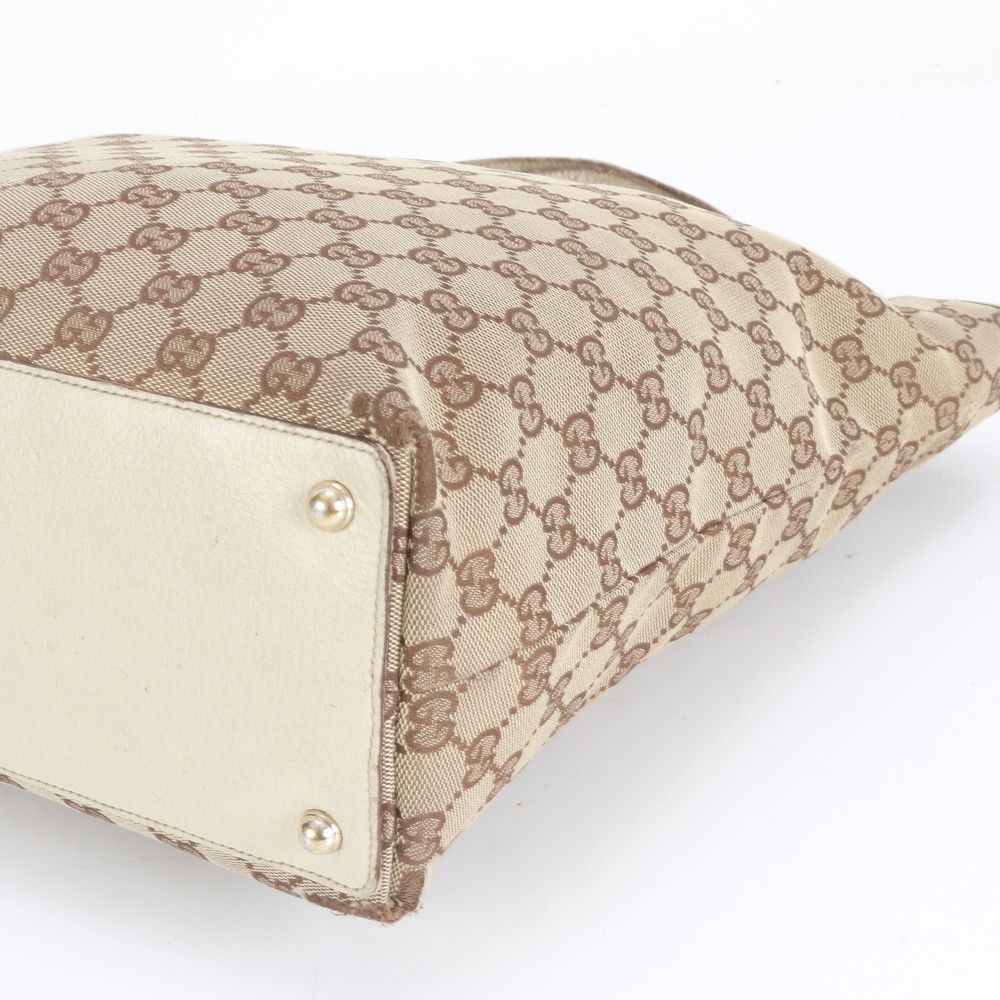  グッチ GG キャンバス エクリプス レザー トート バッグ 肩掛け ショルダー 120836 ブラウン 茶色 本革 レディース EEE CZ 28-10 トートバッグ バッグ