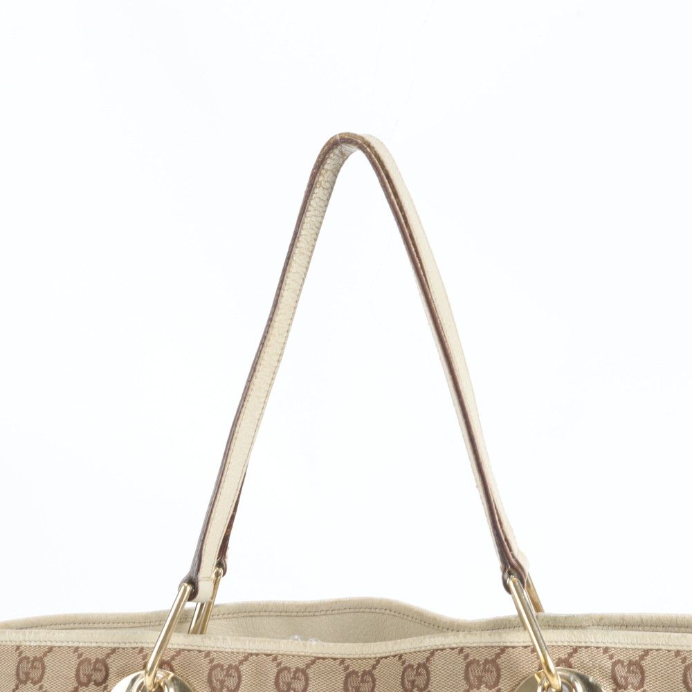 グッチ GG キャンバス エクリプス レザー トート バッグ 肩掛け ショルダー 120836 ブラウン 茶色 本革 レディース EEE CZ28-10