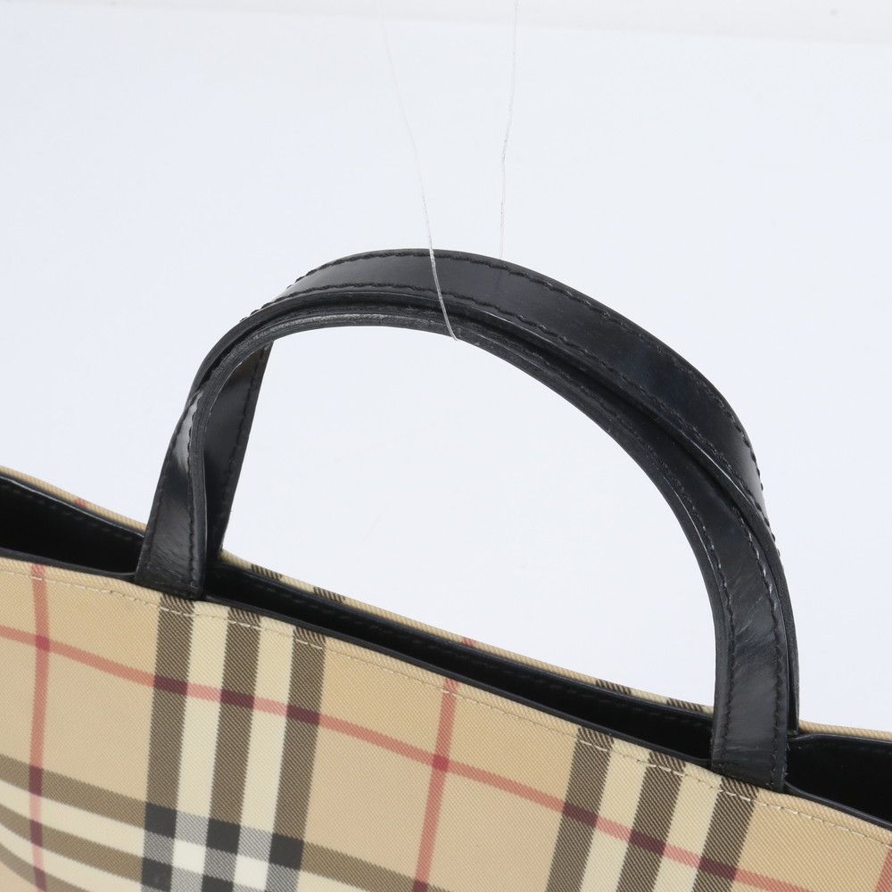 バーバリー ノバ チェック レザー トート バッグ 肩掛け ショルダー ハンド ベージュ レディース EEE CZ29-3