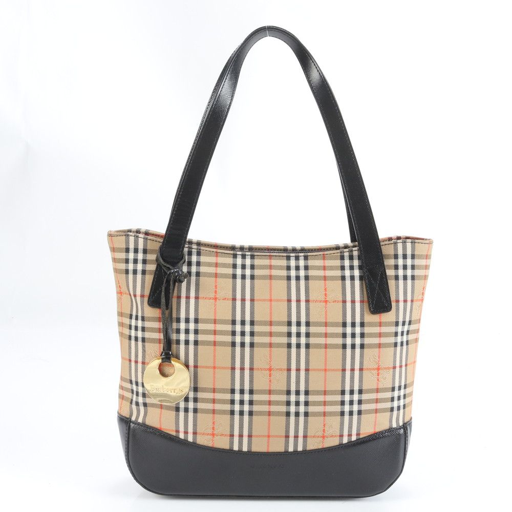 バーバリー ノバ チェック シャドーホース レザー トート バッグ 肩掛け ショルダー ベージュ 本革 レディース EEE CZ 28-8