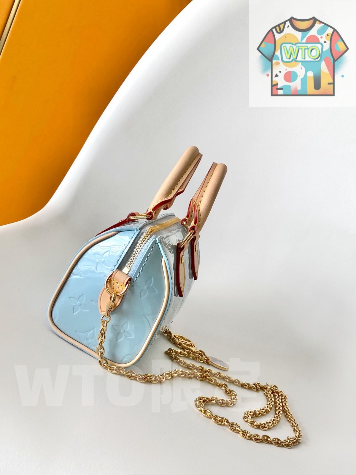 Nano Speedy ミニバッグ モノグラムヴェルニレザー ブルー ピンク ローズ 感あるデザイン -WT0輸入