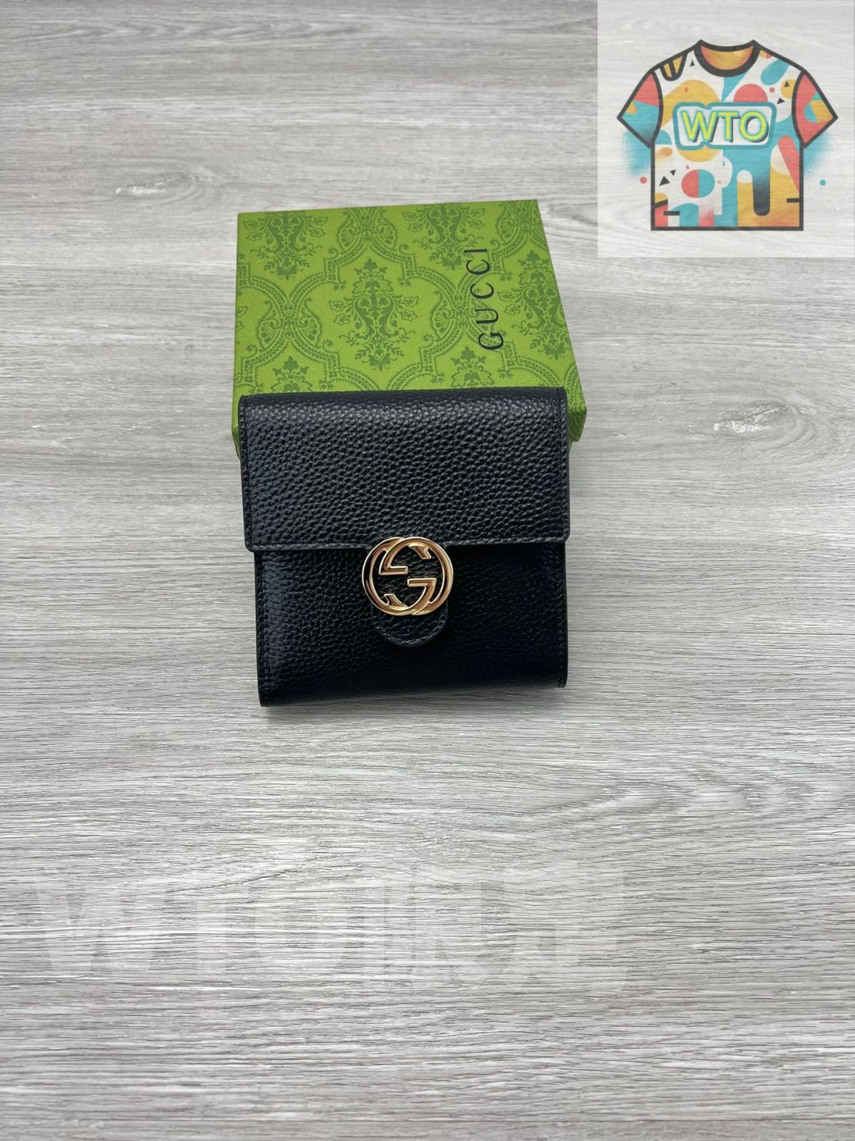 GGスエードレザー ショートウォレット ブラック イタリア製 環境配慮型レザー -WT0輸入