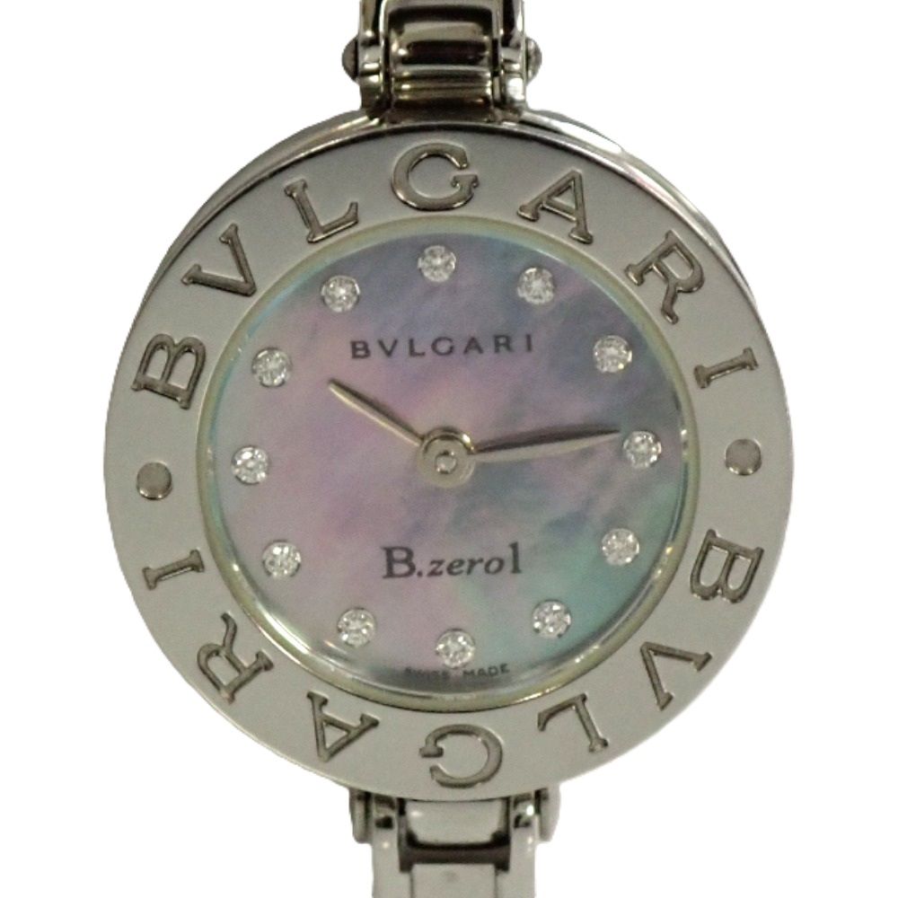 Th995401 ブルガリ 腕時計 ビー ゼロワン B-zero1 BZ22S シェル文字盤 12Pダイヤ クォーツ SS バングルウォッチ BVLGARI