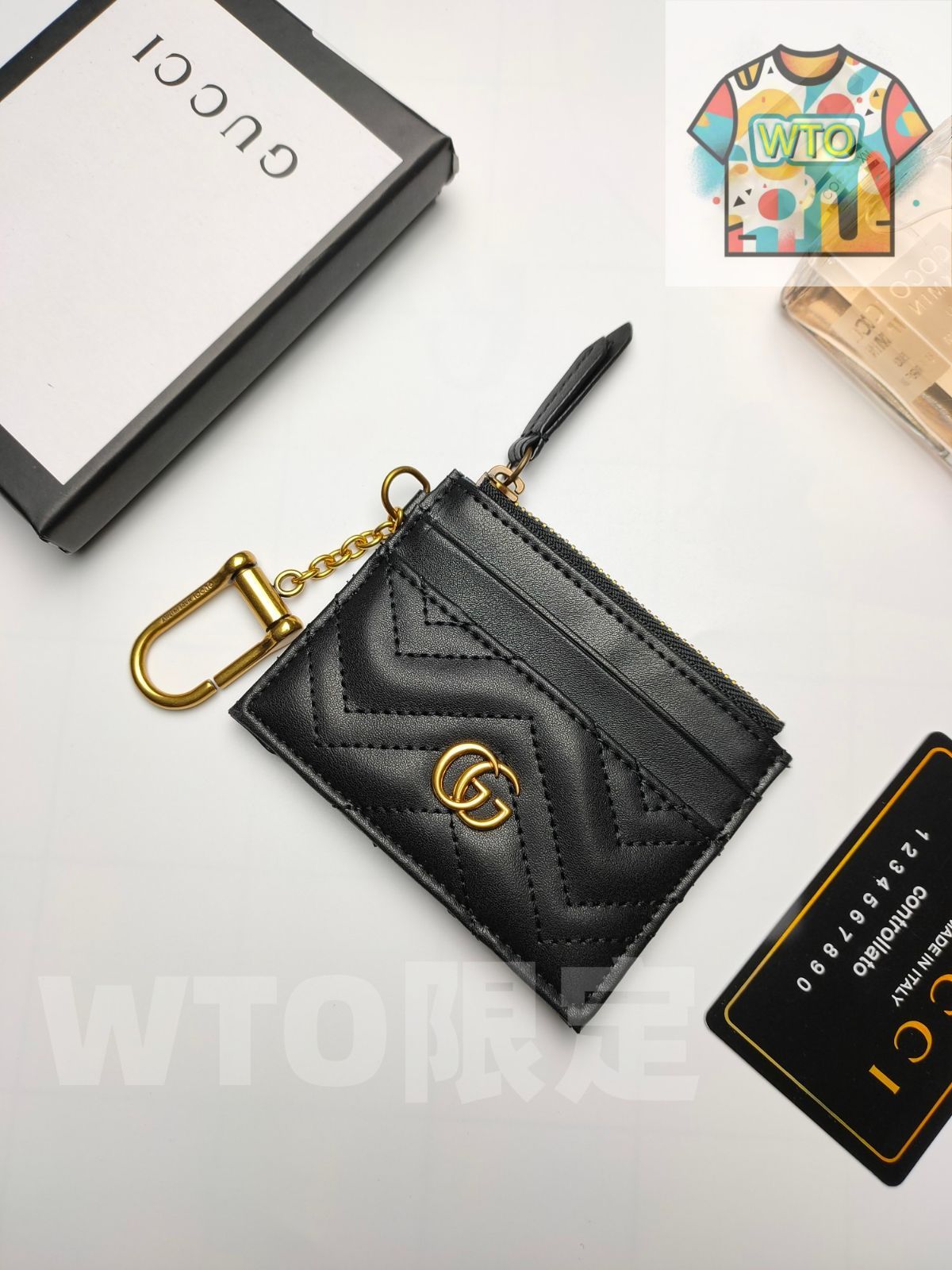 GUCCI GG Marmont カードケース 10×7.5×1cm キルティングレザー -WTO輸入