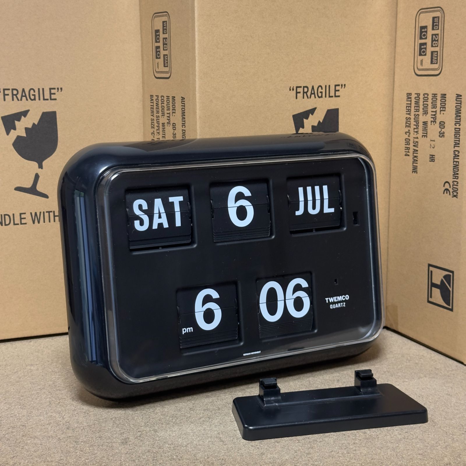 TWEMCO (トゥエンコ) QD-35 ホワイト 置き掛け兼用時計 パタパタ