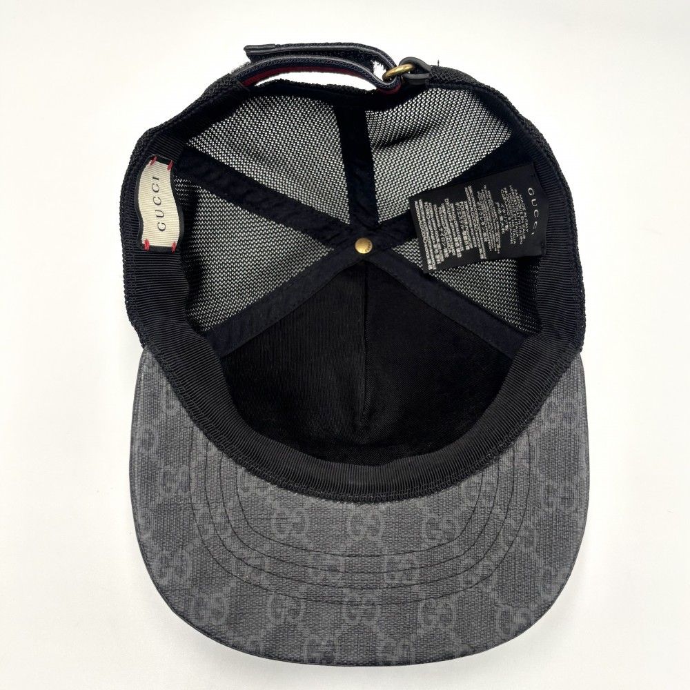  グッチ キャップ ユニセックス GGスプリーム ベースボールキャップ ファッションアイテム メッシュ スネーク 蛇 Sサイズ 帽子 メンズ レディース GUCCI ブラック 黒 レッド 赤 ゴールド金具 オールシーズン 品 キャップ 帽子