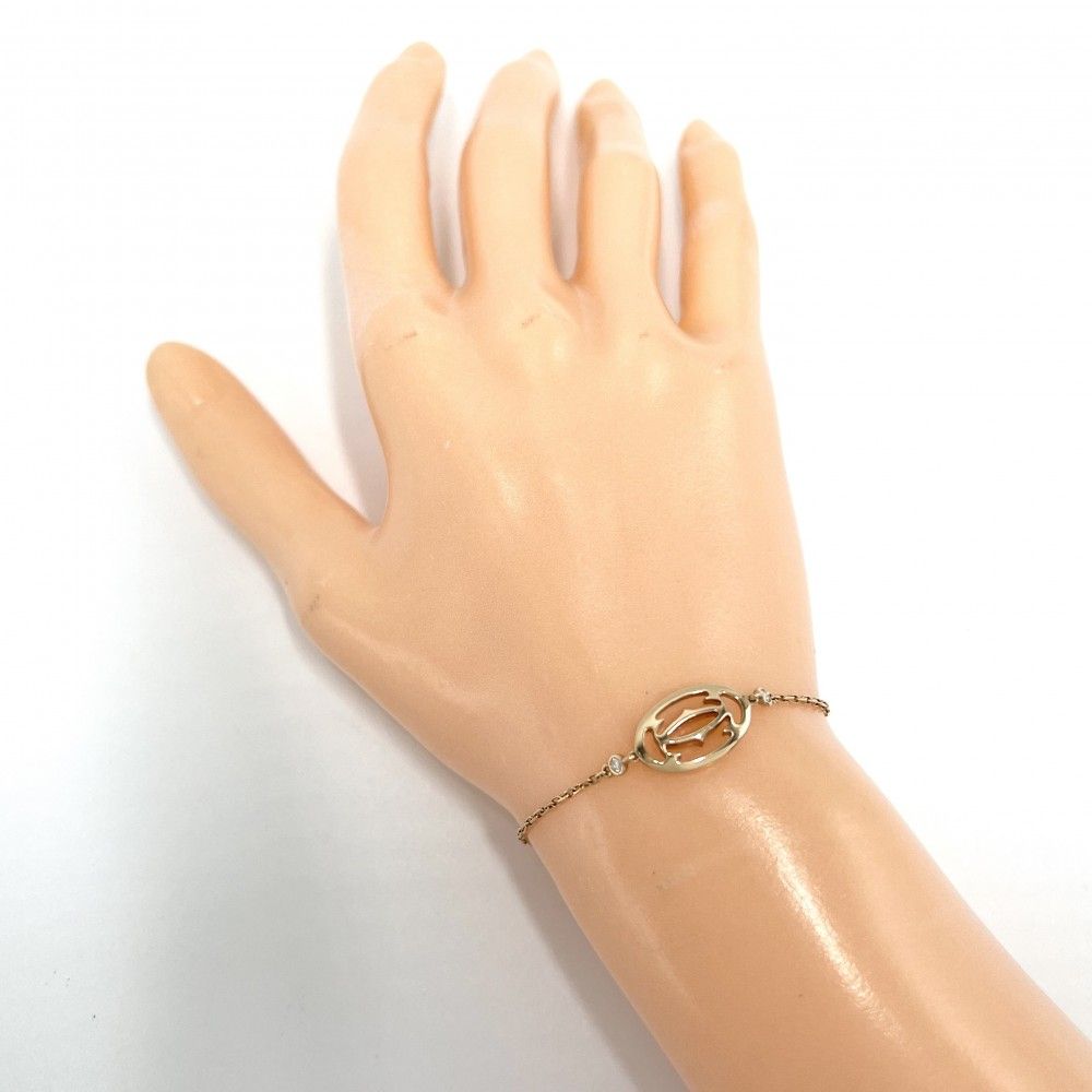 カルティエ ブレスレット レディース ロゴ ドゥーブルC ジュエリー アジャスター付き 18金PG Au 750 CARTIER K 18ピンクゴールド ダイヤモンド 約2.9 g 品