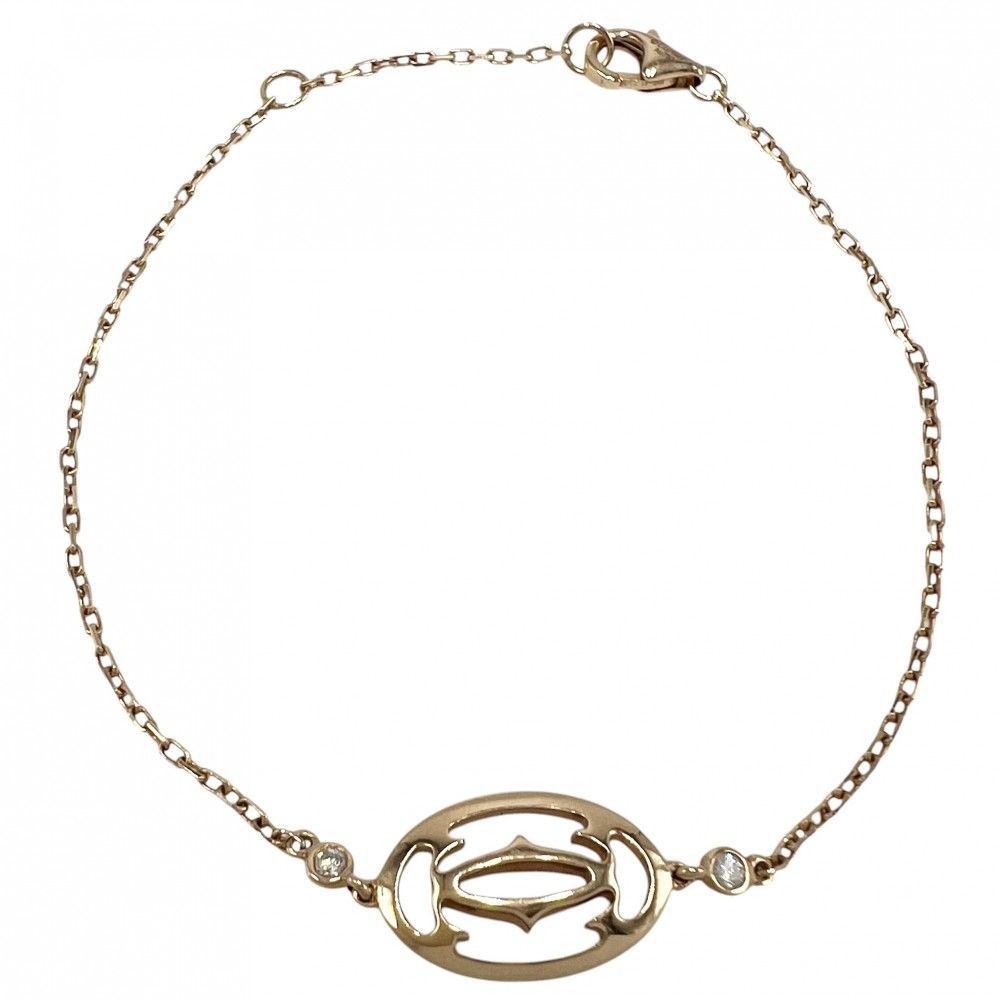 カルティエ ブレスレット レディース ロゴ ドゥーブルC ジュエリー アジャスター付き 18金PG Au 750 CARTIER K 18ピンクゴールド ダイヤモンド 約2 9 g 品