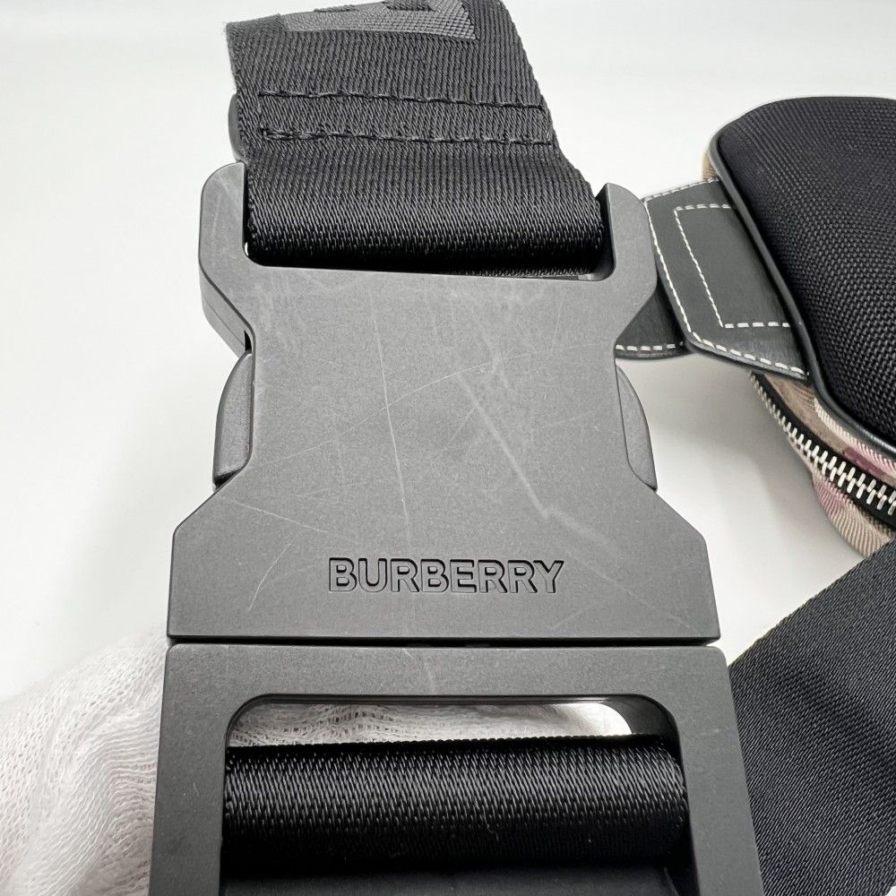  バーバリー ウエストバッグ ユニセックス チェック クロスボディバッグ 斜め掛け メンズ レディース BURBERRY コットン ポリアミド ブラウン 茶 ブラック 黒 シルバー金具 品 ボディバッグ ウエストポーチ バッグ