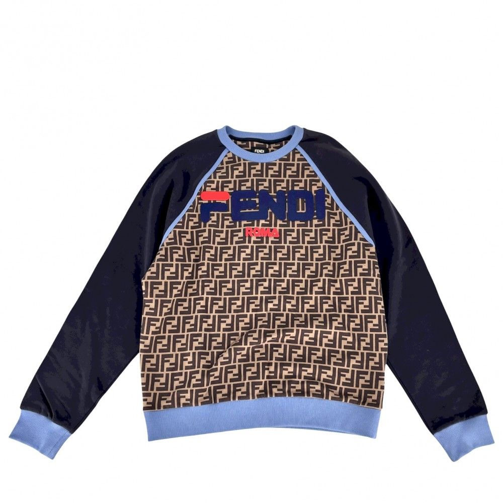 フェンディ スウェット メンズ FILA コラボ ズッカ トップス アパレル トレーナー 服 FENDI M FY0944 ブラウン 茶 ブラック 黒 コットン 春 夏 品