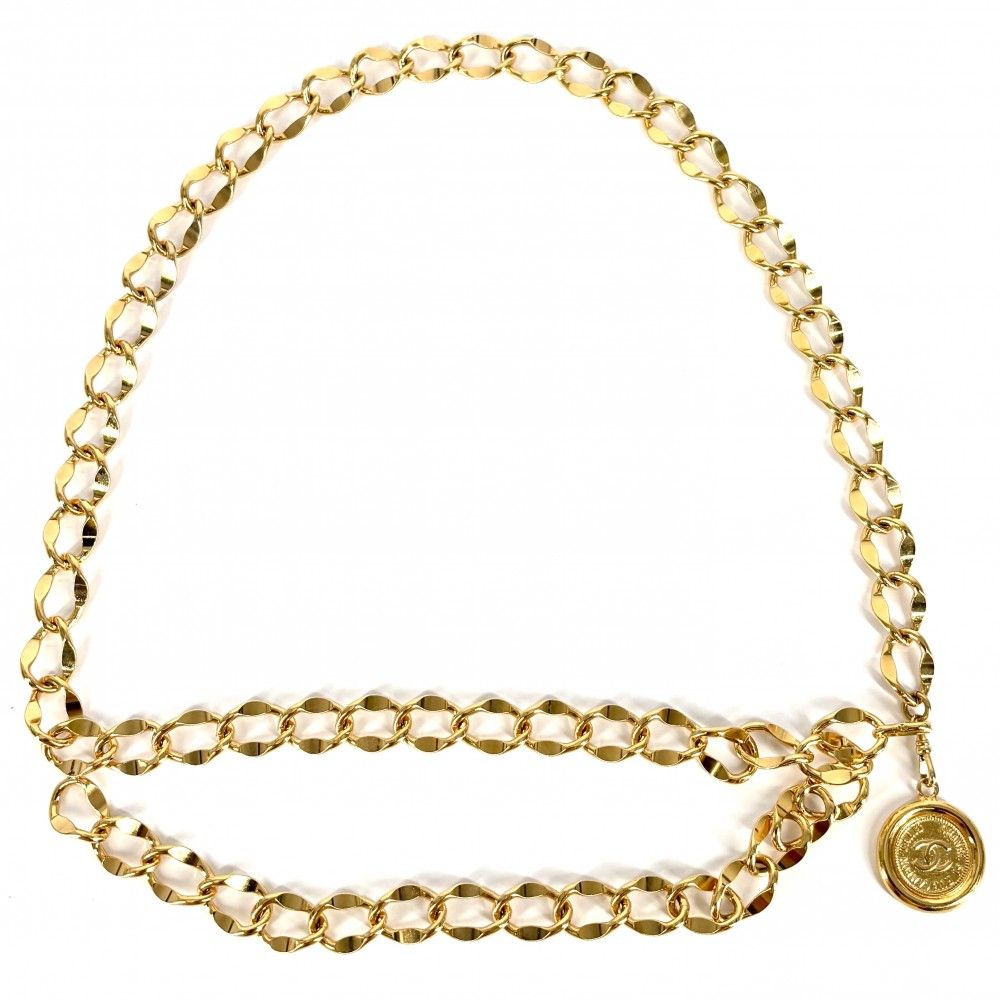 シャネル ベルト レディース メダル チェーンベルト ファッションアイテム 小物 ココマーク ヴィンテージ CHANEL GP ゴールド 品